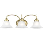 23.5 inch 3 Light Antique Brass Bathroom Vanity light fixture with White Alabaster Glass Shade-Lighting LumensBath/Vanity