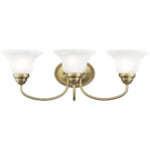 23.5 inch 3 Light Antique Brass Bathroom Vanity light fixture with White Alabaster Glass Shade-Lighting LumensBath/Vanity