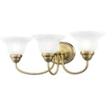 23.5 inch 3 Light Antique Brass Bathroom Vanity light fixture with White Alabaster Glass Shade-Lighting LumensBath/Vanity