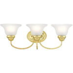 23.5 inch 3 Light Polished Brass Bathroom Vanity light fixture with White Alabaster Glass Shade-Lighting LumensBath/Vanity