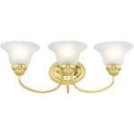 23.5 inch 3 Light Polished Brass Bathroom Vanity light fixture with White Alabaster Glass Shade-Lighting LumensBath/Vanity