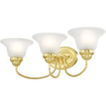 23.5 inch 3 Light Polished Brass Bathroom Vanity light fixture with White Alabaster Glass Shade-Lighting LumensBath/Vanity