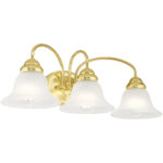 23.5 inch 3 Light Polished Brass Bathroom Vanity light fixture with White Alabaster Glass Shade-Lighting LumensBath/Vanity