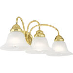 23.5 inch 3 Light Polished Brass Bathroom Vanity light fixture with White Alabaster Glass Shade-Lighting LumensBath/Vanity