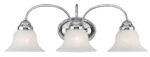 23.5 inch 3 Light Polished Chrome Bathroom Vanity light fixture with White Alabaster Glass Shade-Lighting LumensBath/Vanity