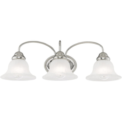 23.5 inch 3 Light Polished Chrome Bathroom Vanity light fixture with White Alabaster Glass Shade-Lighting LumensBath/Vanity