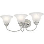 23.5 inch 3 Light Polished Chrome Bathroom Vanity light fixture with White Alabaster Glass Shade-Lighting LumensBath/Vanity