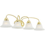 30.5 inch 4 Light Polished Brass Bathroom Vanity light fixture with White Alabaster Glass Shade-Lighting LumensBath/Vanity