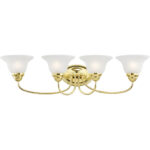 30.5 inch 4 Light Polished Brass Bathroom Vanity light fixture with White Alabaster Glass Shade-Lighting LumensBath/Vanity