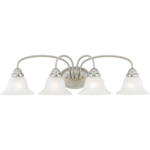 30.5 inch 4 Light Polished Chrome Bathroom Vanity light fixture with White Alabaster Glass Shade-Lighting LumensBath/Flush Mounts