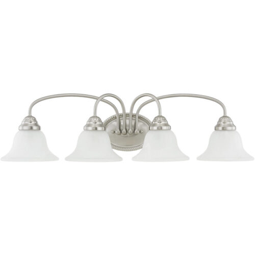 30.5 inch 4 Light Polished Chrome Bathroom Vanity light fixture with White Alabaster Glass Shade-Lighting LumensBath/Flush Mounts