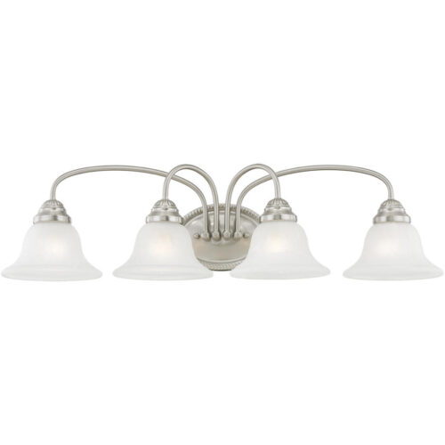 30.5 inch 4 Light Polished Chrome Bathroom Vanity light fixture with White Alabaster Glass Shade-Lighting LumensBath/Flush Mounts