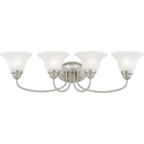 30.5 inch 4 Light Polished Chrome Bathroom Vanity light fixture with White Alabaster Glass Shade-Lighting LumensBath/Flush Mounts