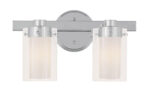 14.5 inch 2 Light Polished Chrome Bathroom Vanity light fixture with Clear Outside Glass & Opal Inside Glass Shade-Lighting LumensBath/Vanity