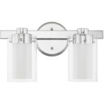 14.5 inch 2 Light Polished Chrome Bathroom Vanity light fixture with Clear Outside Glass & Opal Inside Glass Shade-Lighting LumensBath/Vanity