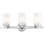 22.5 inch 3 Light Polished Chrome Bathroom Vanity light fixture with Clear Outside Glass & Opal Inside Glass Shade-Lighting LumensBath/Vanity