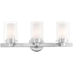 22.5 inch 3 Light Polished Chrome Bathroom Vanity light fixture with Clear Outside Glass & Opal Inside Glass Shade-Lighting LumensBath/Vanity