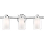 22.5 inch 3 Light Polished Chrome Bathroom Vanity light fixture with Clear Outside Glass & Opal Inside Glass Shade-Lighting LumensBath/Vanity