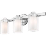 22.5 inch 3 Light Polished Chrome Bathroom Vanity light fixture with Clear Outside Glass & Opal Inside Glass Shade-Lighting LumensBath/Vanity