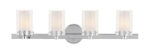 31.5 inch 4 Light Polished Chrome Bathroom Vanity light fixture with Clear Outside Glass & Opal Inside Glass Shade-Lighting LumensBath/Vanity