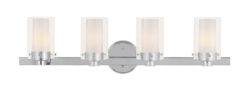 31.5 inch 4 Light Polished Chrome Bathroom Vanity light fixture with Clear Outside Glass & Opal Inside Glass Shade-Lighting LumensBath/Vanity