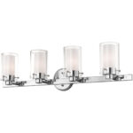 31.5 inch 4 Light Polished Chrome Bathroom Vanity light fixture with Clear Outside Glass & Opal Inside Glass Shade-Lighting LumensBath/Vanity