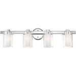 31.5 inch 4 Light Polished Chrome Bathroom Vanity light fixture with Clear Outside Glass & Opal Inside Glass Shade-Lighting LumensBath/Vanity