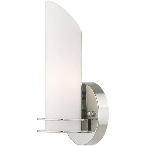 4.5 inch 1 Light Polished Chrome Bathroom Vanity light fixture/Wall Sconce with White Glass Shade-Lighting LumensWall Sconces