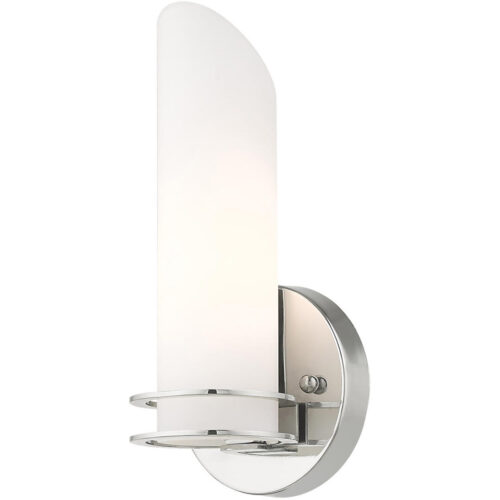 4.5 inch 1 Light Polished Chrome Bathroom Vanity light fixture/Wall Sconce with White Glass Shade-Lighting LumensWall Sconces