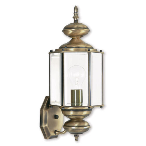 7 inch 1 Light Antique Brass Outdoor Wall Lantern Pendant Lighting Fixture with Clear Beveled Glass Shade-Lighting LumensLantern