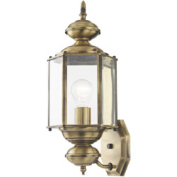 7 inch 1 Light Antique Brass Outdoor Wall Lantern Pendant Lighting Fixture with Clear Beveled Glass Shade-Lighting LumensLantern