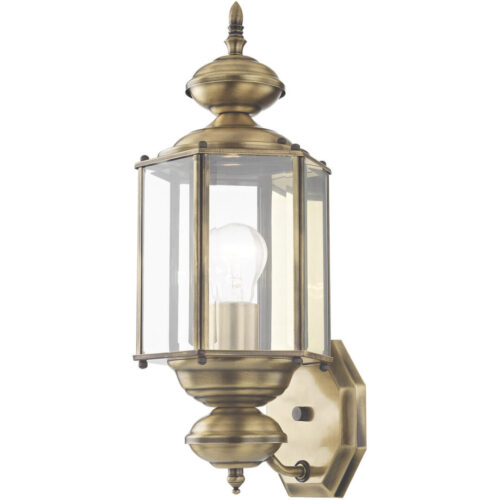 7 inch 1 Light Antique Brass Outdoor Wall Lantern Pendant Lighting Fixture with Clear Beveled Glass Shade-Lighting LumensLantern