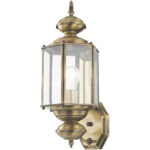 7 inch 1 Light Antique Brass Outdoor Wall Lantern Pendant Lighting Fixture with Clear Beveled Glass Shade-Lighting LumensLantern