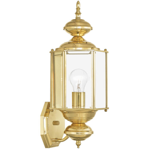 7 inch 1 Light Polished Brass Outdoor Wall Lantern Pendant Lighting Fixture with Clear Beveled Glass Shade-Lighting LumensLantern