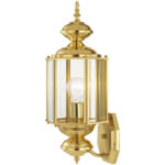 7 inch 1 Light Polished Brass Outdoor Wall Lantern Pendant Lighting Fixture with Clear Beveled Glass Shade-Lighting LumensLantern