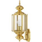 7 inch 1 Light Polished Brass Outdoor Wall Lantern Pendant Lighting Fixture with Clear Beveled Glass Shade-Lighting LumensLantern