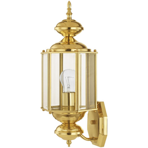 7 inch 1 Light Polished Brass Outdoor Wall Lantern Pendant Lighting Fixture with Clear Beveled Glass Shade-Lighting LumensLantern