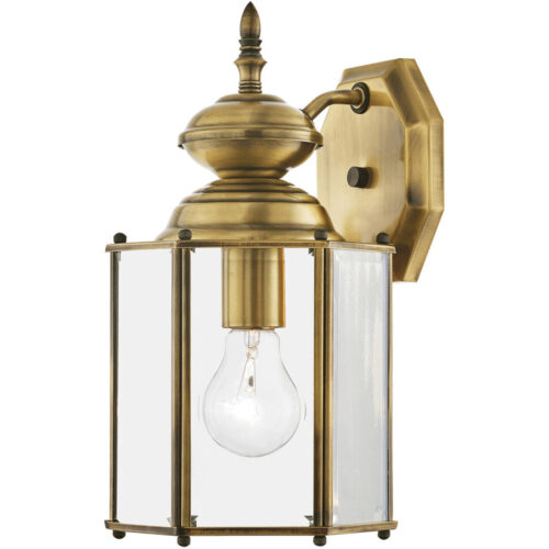 7 inch 1 Light Antique Brass Outdoor Wall Lantern Pendant Lighting Fixture with Clear Beveled Glass Shade-Lighting LumensLantern