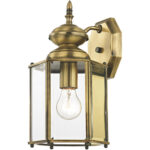 7 inch 1 Light Antique Brass Outdoor Wall Lantern Pendant Lighting Fixture with Clear Beveled Glass Shade-Lighting LumensLantern