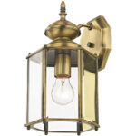 7 inch 1 Light Antique Brass Outdoor Wall Lantern Pendant Lighting Fixture with Clear Beveled Glass Shade-Lighting LumensLantern