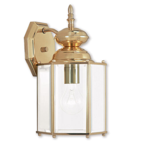 7 inch 1 Light Polished Brass Outdoor Wall Lantern Pendant Lighting Fixture with Clear Beveled Glass Shade-Lighting LumensLantern