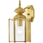 7 inch 1 Light Polished Brass Outdoor Wall Lantern Pendant Lighting Fixture with Clear Beveled Glass Shade-Lighting LumensLantern