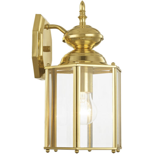 7 inch 1 Light Polished Brass Outdoor Wall Lantern Pendant Lighting Fixture with Clear Beveled Glass Shade-Lighting LumensLantern