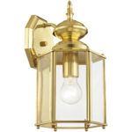 7 inch 1 Light Polished Brass Outdoor Wall Lantern Pendant Lighting Fixture with Clear Beveled Glass Shade-Lighting LumensLantern