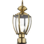 1 Light Antique Brass Post-Top Lantern Pendant Lighting Fixture with Clear Beveled Glass Shade-Lighting LumensLantern