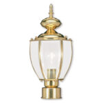 1 Light Polished Brass Outdoor Post Lantern Pendant Lighting Fixture with Clear Beveled Glass Shade-Lighting LumensLantern