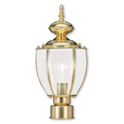 1 Light Polished Brass Outdoor Post Lantern Pendant Lighting Fixture with Clear Beveled Glass Shade-Lighting LumensLantern