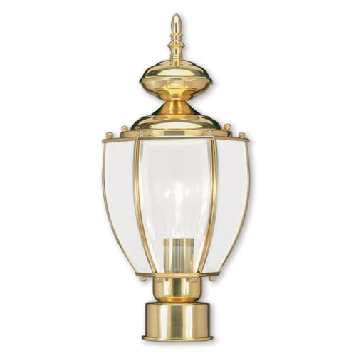 1 Light Polished Brass Outdoor Post Lantern Pendant Lighting Fixture with Clear Beveled Glass Shade-Lighting LumensLantern