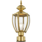 1 Light Polished Brass Outdoor Post Lantern Pendant Lighting Fixture with Clear Beveled Glass Shade-Lighting LumensLantern