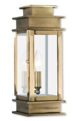 5.25 inch 1 Light Antique Brass Outdoor Wall Lantern with Clear Glass Shade-Lighting LumensLantern